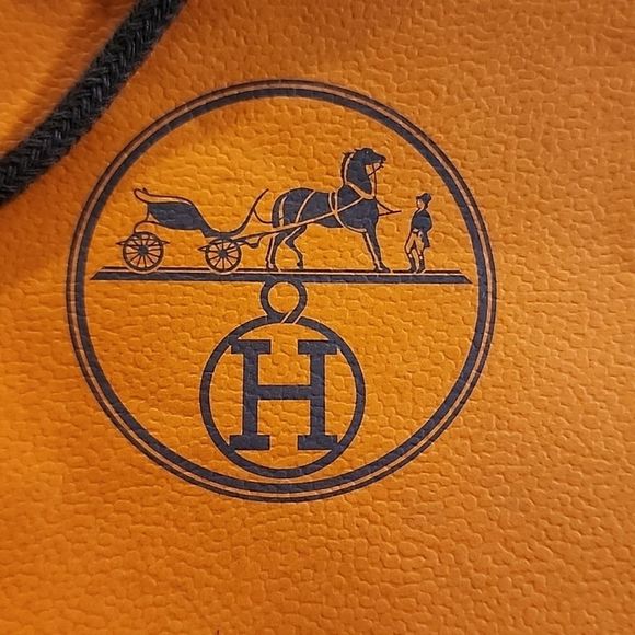 Hermes Authentic Designer Orange Shopping Small Gift Bag 9 X 6 - Picture 3 of 7